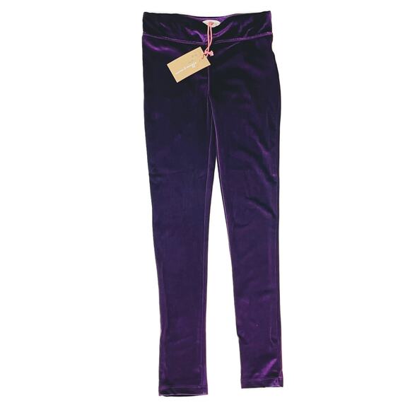 NWT Mimi & Maggie Size 2T Stretch Velour Leggings in Plum Purple - Picture 1 of 4